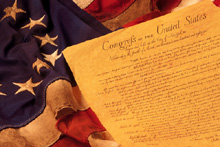 US Constitution and Flag