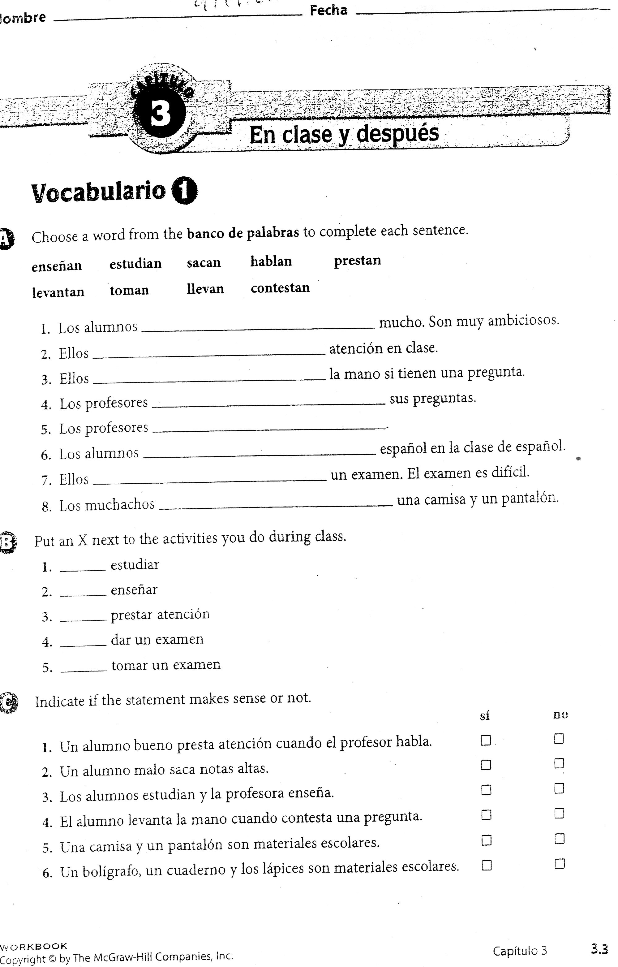 El Verbo Ser Worksheet Answers