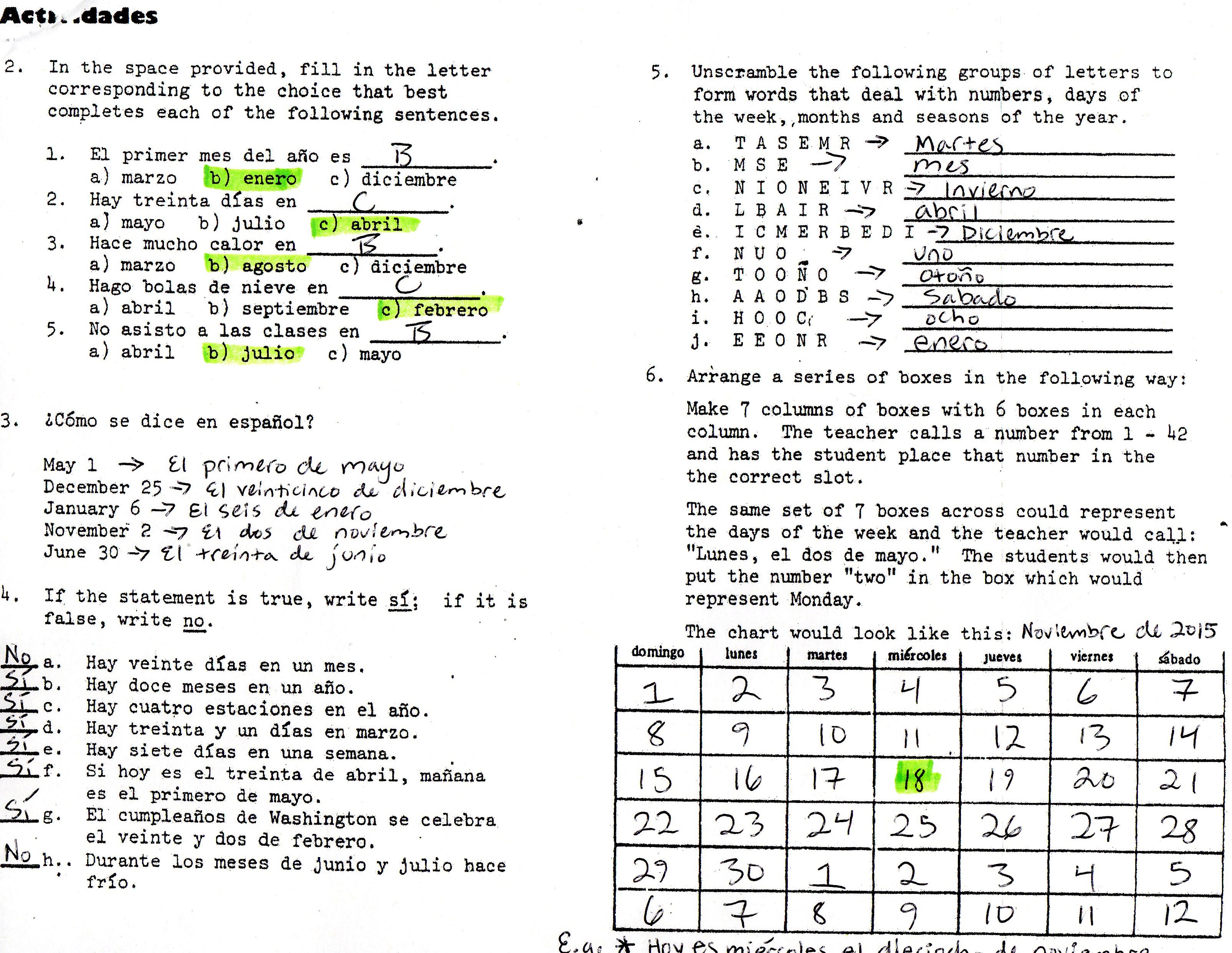 Hayes School Publishing Spanish Worksheets Answers No Hs701 Answers