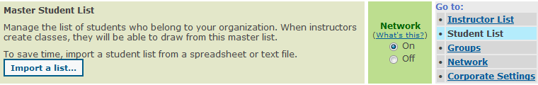 Import student list screenshot